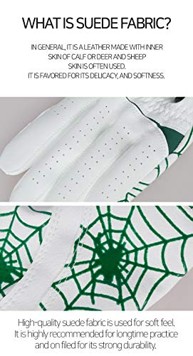 Gouft Premium Spider-Web Unisex Golf Gloves White Edition (Green/White, 22 (Left-Hand)) #TOP2