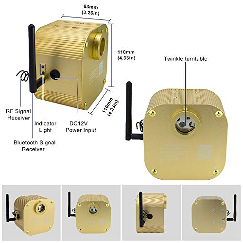Image of AZIMOM 16W Twinkle Fiber Optic Starlight Box Sound Activated RGBW Fiber Optic Light Source APP /Remote Control Light Engine Driver for Car Home Ceiling Star Lighting Decor