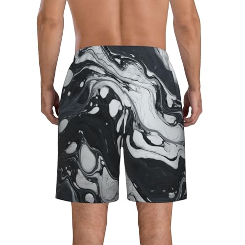 Black White Marble Print Stylish Beach Shorts Swim Trunks Lightweight Breathable Summer Outdoor Activities3