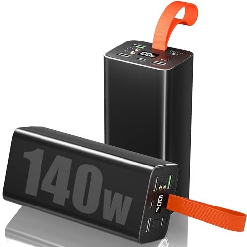 70000mAh Power Bank, 140W Power Bank Fast Charging for Laptop Charging, USB-C PD Input/Output, 5-Port, Digital Display, Flashlight, Battery Pack for Phone,Tablet,Travel,Office External Battery (Black)