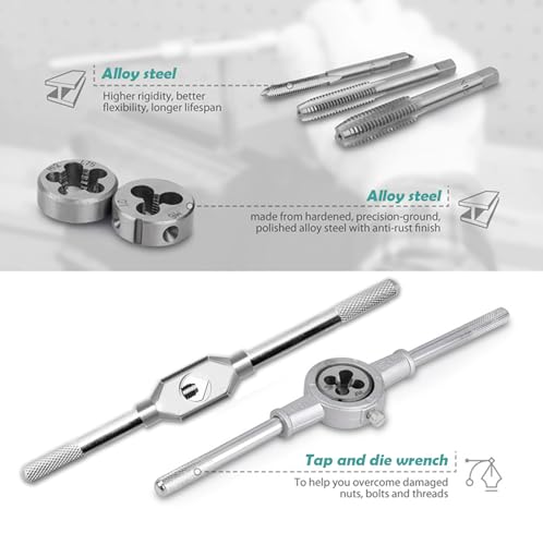 WIYETY Gewindeschneider Set Gewindebohrer Werkzeug: 20 Tlg Gewinde Schneider Bohrer Werkzeug Set, M3 - M12 Gewindeschneidsatz, Hohe Präzision Gewindeschneider Werkzeugkasten Gewindeschneid Satz