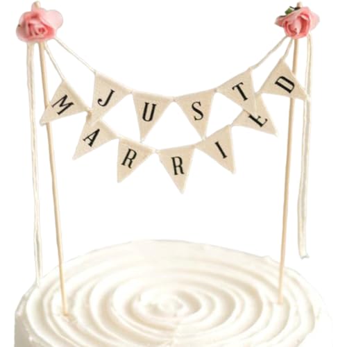 Cake Topper Hochzeit Vintage,Wedding Wimpelkette,Just Married Tortendeko,Tortentopper...