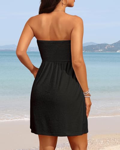 Yonique Women Terry Cloth Cover up - Strapless Beach Cover Up Tube Top with Pockets4