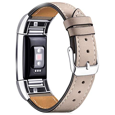 Mornex Strap Compatible Fitbit Charge 2 Band Leather Strap, Classic Adjustable Replacement Wristband Fitness Accessories With Metal Connectors Cover