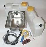 küchenblock wohnmobilzulassung Miniküche 12 Volt Wasserversorgung Miniküche Küchenblock Reiseküche Wohnmobil Bus VW T3 T4 T5 325x265x150 mm Integriert mit Wasserhahn Novo Chrom(ad-ideen)