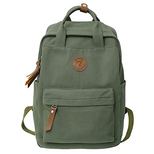 Mochilas Feminina Estilo Casual Leve Lona Escolar Bolsa Faculdade Viagem Moda Simple (Verde)