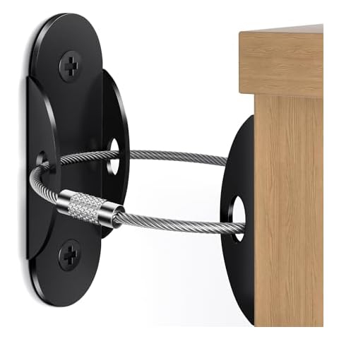 RORMGO Anti Tip Furniture Anchors (6 Packs) Furniture Anchors for Baby Proofing, Earthquake Straps for Furniture Dresser Wall Safety Anchor Furniture Safety Straps Wall Straps, Black Cover