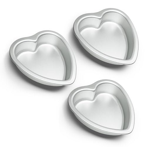 Yikinip 6 2 Inch Heart Shape Cake Pans Set of 3 Baking Pan Anodized Heart Cake Pan Aluminum For Valentines Day Wedding Birthday and Other Occasions Cake.silver (62 inch heart cake pan set of 3)