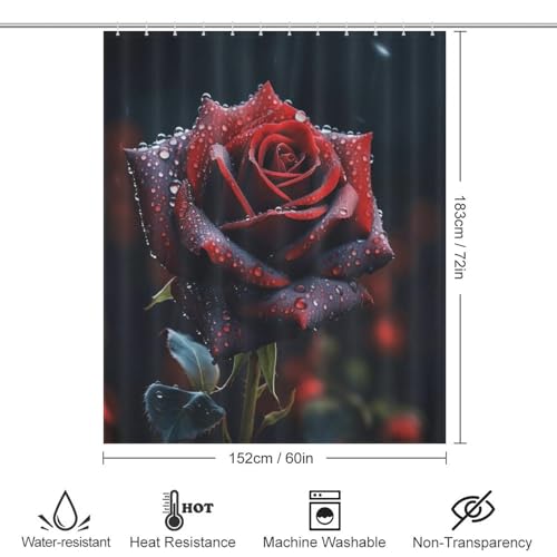 Rideau de douche rose 152x183 cm en polyester lavable avec 12 crochets