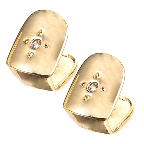 2 piezas grill para dientes hip-hop dorado duradero miniatura 1