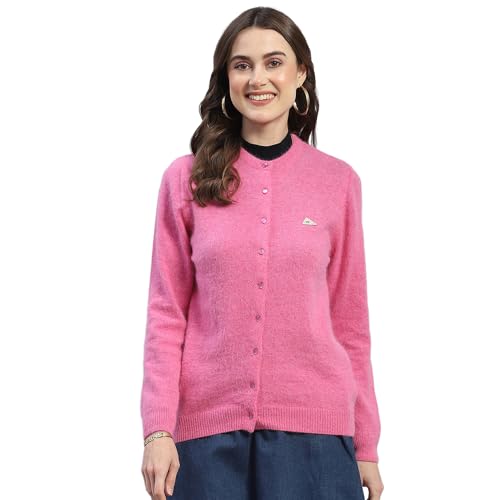 Image of Monte Carlo Women Regular Fit Full Sleeve Solid Round Neck Winter Cardigan (Pack of 1)
