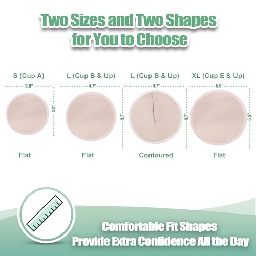 Image of wegreeco Nursing Breast Pads (14 Pack) + Laundry Bag & Travel Storage Bag, 4.7 inch - Washable & Reusable Breastfeeding Nursing Pads (Rose Gold, Large, Contoured Shape)