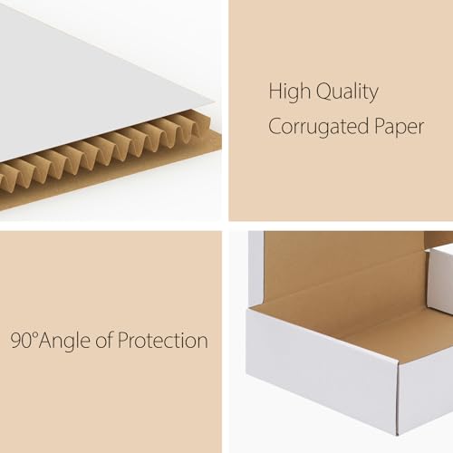 Image of RLAVBL 12x9x4 Shipping Boxes Set of 1, White Corrugated Cardboard Box for Packing, Mailing, Business