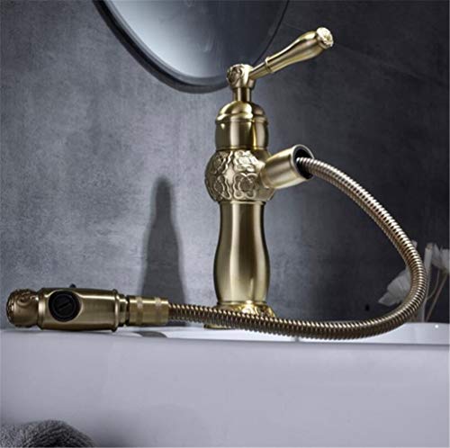 Robinet de lavabo à tête de pulvérisation extractible en laiton