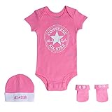 Converse Baby Girls Boxed - Juego de 3 piezas, color blanco y rosa blanco rosa 0-6 meses