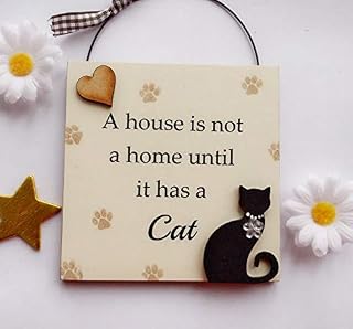 A house is not a home until it has a cat wooden gift