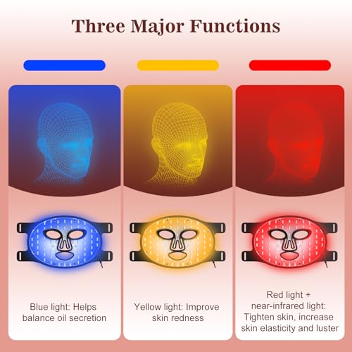 Image of INTEO Red Light Therapy Mask for Face, 850nm NIR, Red /Blue LED Light Mask