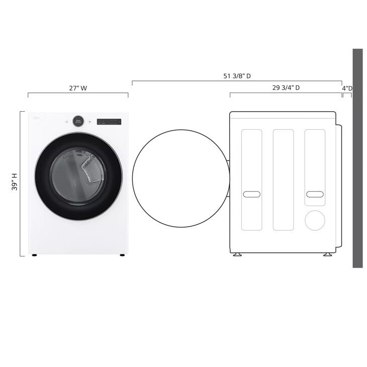 Image of LG 7.4 Cu. Ft. Smart Electric Dryer, Vented, Stackable, White - Large Capacity, Energy Efficient, Wi‑Fi Enabled