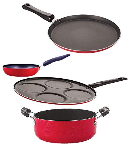 Image of Nirlon Cookware Aluminium Non Stick Gift Cooking Set of 4 Pieces (FT13 CVG UP4 CS24)