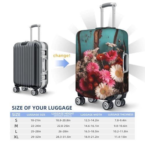 Travel Luggage Cover Rustic Flowers Suitcase Protector Elastic Washable Stretch Suitcase Protector Anti-Scratch Travel Suitcase Cover Fit 18-32 Inch Luggage2