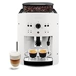 KRUPS Machine à café broyeur grain, 2 expresso simultanés, Nettoyage automatique, Buse vapeur Cappuccino, Essential blanche EA810570