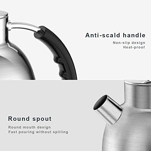 Electric Kettle, ASCOT Stainless Steel Electric Tea Kettle, 1.7QT, 1500W, BPA-Free, Cordless, Automatic Shutoff, Fast Boiling Water Heater - Matte Silver