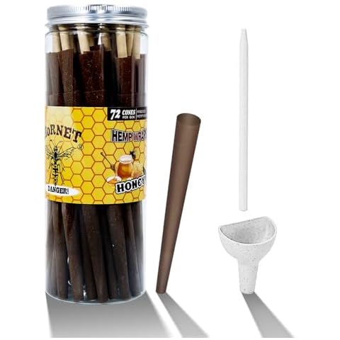 HORNET Pre-Rolled Cones With Different Fruit Flavored, King Size Natural Pre Rolled Papers With Filter Tips | 72 Pack | Include Cone Loader (Honey, Brown) Cover