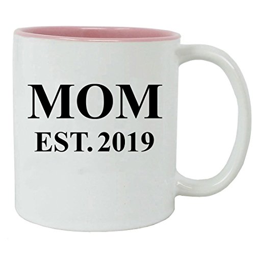 Mom Established Est. 2019-11 Ounce White Sublimation Ceramic Coffee Mug, Pink