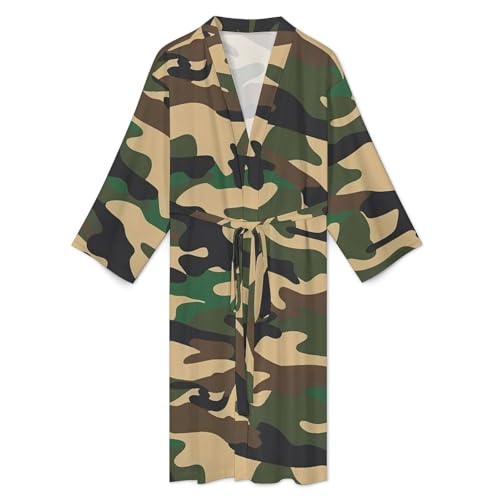 Camouflage Army Green Men's Robe Print Bathrobe Spa Robes Sleepwear Kimonos Dressing Gown Loungewear3