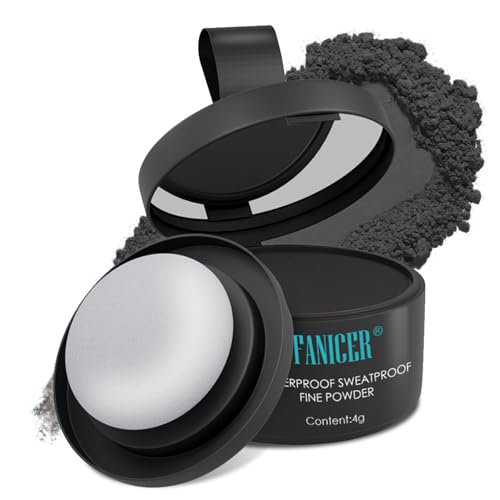 Retocador de raíces en polvo, Retoca Raices Corrector para Cabello,Para Mujeres y Hombres, Polvo Capilar Oculta Instantáneamente la Pérdida de Cabello (Negro)