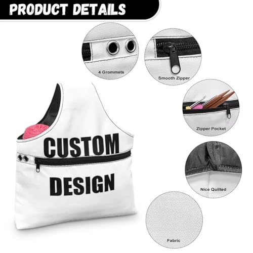 Image of KUIFORTI Custom Design Yarn Bag Holder Crochet Bag Knitting Accessories Yarn Project Bag Yarn Tote Yarn Bags for Crocheting on The Go Large Size