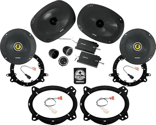 KICKER Speakers 6X9 & 6.5 inch for Toyota Tacoma 2019-2022 Upgrade Kit - 2 Pairs of CS Series with Adapters and Harness, Car Audio Front & Rear Door Speaker CSS69, 46CSS694 & CSC65, 46CSC654
