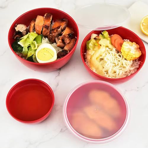 Set de 4 tazones con tapas para ensaladas rojo miniatura 6