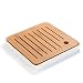 Hoobar Bamboo Kung Fu Tea Tray Table Serving Tray Chinese Style Water Storage (White)