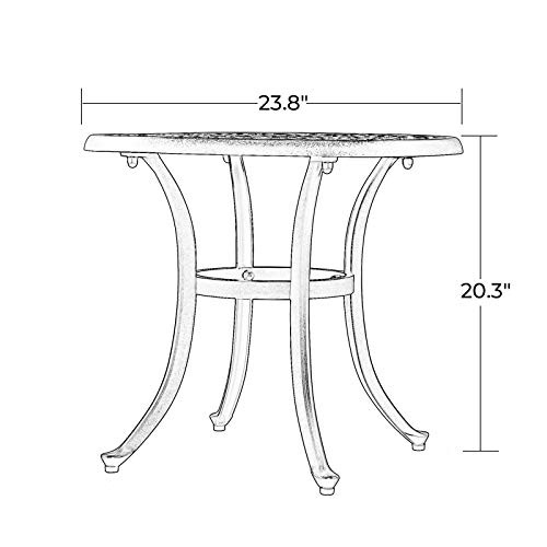 LAUREL CANYON Metal Patio Side Table, Outdoor 23.8" Cast Aluminum Small