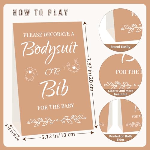 Bibs Bodysuits Baby Shower Game Sign Set Newborn Onesies Feeder Gift Fabric Marker Stencils Kit3