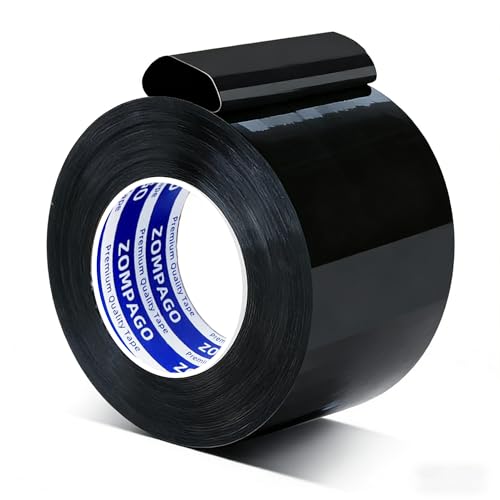 Image of ZOMPAGO Duct Tape Heavy Duty Waterproof,Black 3.2 inch x 66FT, Tear by Hand, No Residue, Strong Adhesive, All-Weather for Indoor Outdoor Repair, Pipe Leak, RV, Roof, Camping