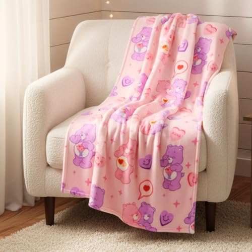 Care Bears Love-A-Lot & Share Bear Kids Throw Blanket Super Soft Silk Touch 40 x 50 (Officially Licensed Product) by Franco