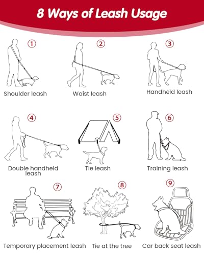 WANFIRE Freihandleinen Hundeleine, Joggingleine Hunde, Lange Hundeleine mit Autosicherheitsgurt und doppelseitigen reflektierenden Nähten für mittelgroße und große Hunde zum Spazierengehen (Schwarz)