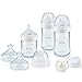 NUK Nature Sense biberon in vetro Starter Set | 0-6 mesi | 3 biberon con sistema Anti-Colica, tettarelle e succhietto Genius | Senza BPA | cuore (neutro) | 7 pezzi
