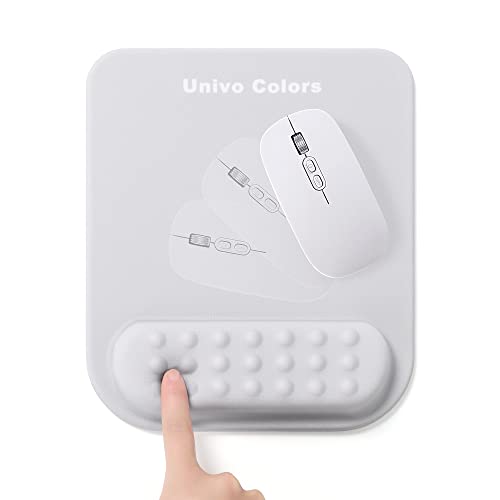 UnivoColors マウスパッド リストレスト一体型マウスパッド 人間工学デザイン 柔らかい素材 ストレス解放 手首置き 疲労低減 通気性 あり 肌に刺激なし マッサージホール付き 滑り止め(グレー)
