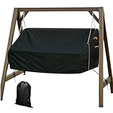 Abdeckung für Veranda-Schaukel, strapazierfähig, 600D, wasserdicht, Gartenschaukel-Sitzbezug, winddicht, UV-Schutz, für den Außenbereich, Terrasse, Hängematte, Sitzschutz mit Reißverschlüssen, Schwarz
