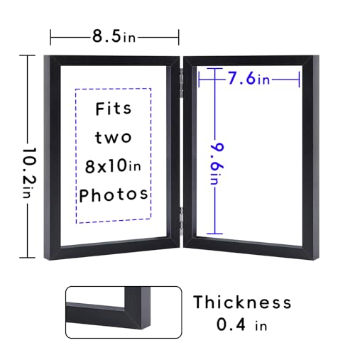 8x10 Picture Frames Double Black Photo Frame Folding Vertical Stand Display Side by Side