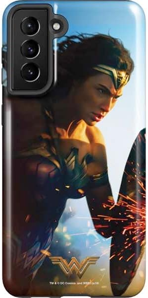 Skinit Pro Phone Case Compatible with Galaxy S21 Plus 5G - Officially Licensed DC Comics Wonder Woman Gold Emblem Design
