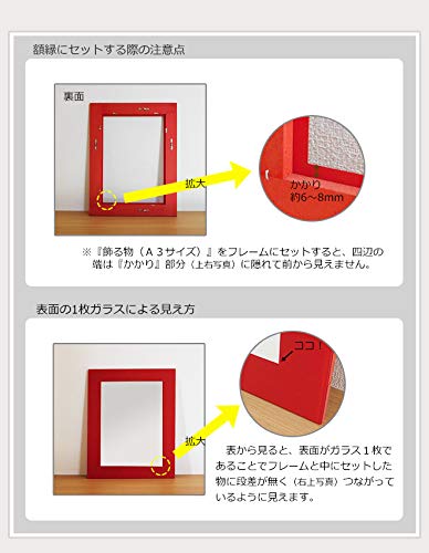 Amazon.co.jp: OA額 ガラストップフレーム A3サイズ用 297x420mm 赤