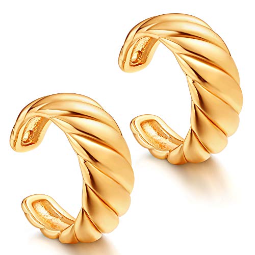 Guemer Dainty Gold Ear Cuff Earrings 14K Gold Plated Non Pierced Tiny Huggie No Piercing Hoops Ear Cartilage Clip On Wrap Hoop Minimalist Adjustable Fake Earrings #TOP9