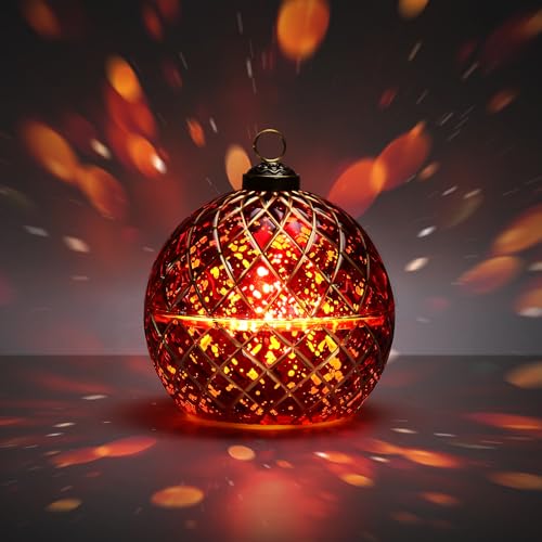 Image of Birthday Glass Flameless LED Candles Wedding Decorative Light Birthday Gift for Her,Battery Operated Flickering Electric LED Ball Candles,Jar Candle for Home Party with Glass Cover Gifts for Wife(Red)