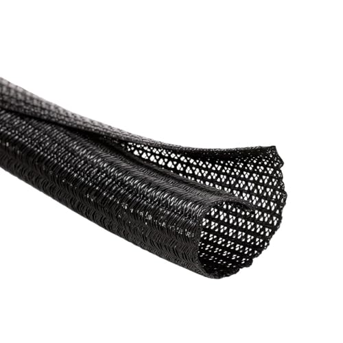 MGI SpeedWare Braided Split-Sleeve Wire Loom for High-Temperature Automotive Harness and Home Cable Management 25 feet (1/4