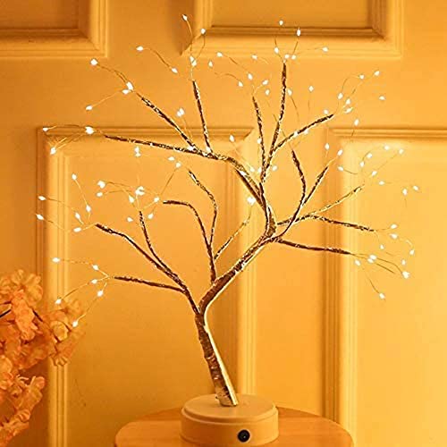Led Bonsai Tree Light Artificial Lighted Tree, Battery And Usb Operated, 6 Hrs Timer, Adjustable Branches (Warm White Glow Silver Branch) #TOP3