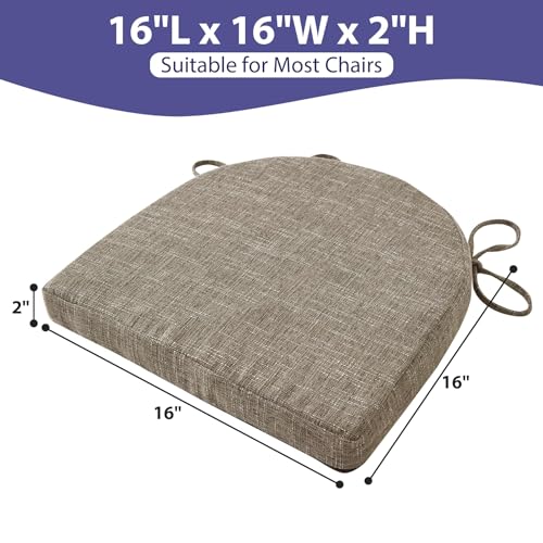 Image of IPYNBAP Chair Cushions for Dining Chairs, Kitchen Chair Cushions, 16'' x 16'' x 2'', Non Slip Indoor Seat Cushions, Chair Pads for Dining Chairs with Ties & Removable Cover, Set of 6, Khaki